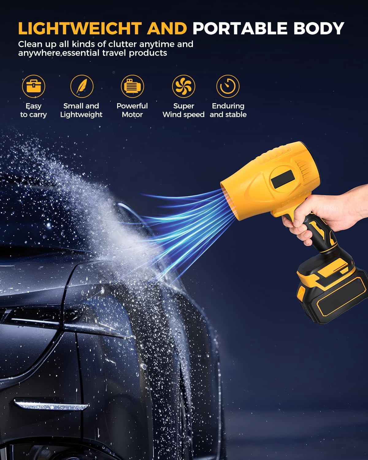 Cuopluber Leaf Blower Cordless with Battery, 300,000 RPM, Extended Nozzle, Lightweight Handheld Design, Blower for Patio Cleaning, Car Blowing Water, Lawn Care, Blowing Leaves