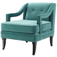thumbnail image 3 of Armchair Accent Chair, Set of 2, Velvet, Teal Blue, Modern Contemporary Urban Design, Living Lounge Room Hotel Lobby Hospitality, 3 of 5