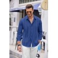 thumbnail image 4 of COOFANDY Mens Cuban Guayabera Shirt Casual Button Down Shirts Long Sleeve Beach Linen Shirts, 4 of 6