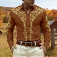 thumbnail image 2 of CONZONE Mens Western Cowboy Buttons Down Shirts Long Sleeve Shirts for Men Trendy Graphic Lapel Soft Lightweight Tops, 2 of 4
