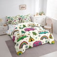 thumbnail image 2 of Catabedysis Colorful Cartoon Camping 7-Piece Twin Bedding For Girls,Camper Rainbow Print Bedding Comforter Set,Multicolor,Colorful Stars Reversible, 2 of 7
