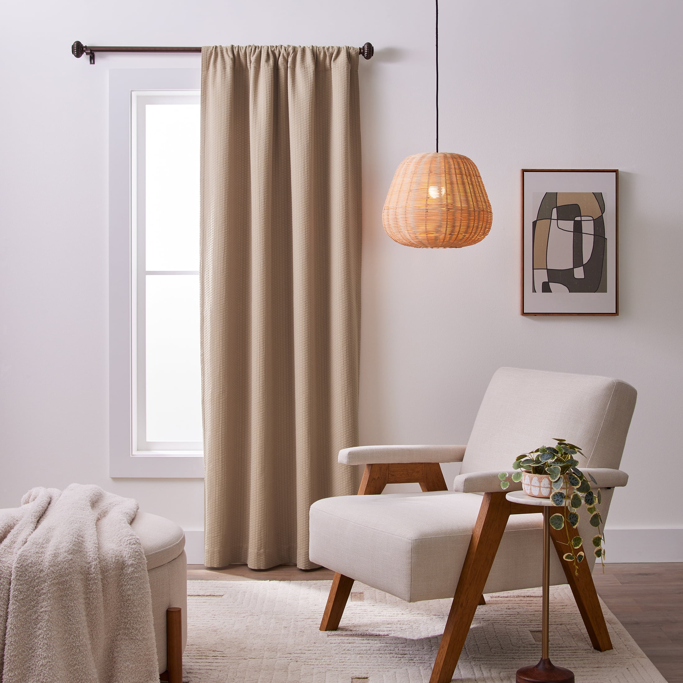 Better Homes & Gardens Micro Geo Blackout Woven Ladder Single Curtain Panel, 1-Piece, Brownstone, 50" W x 84" L