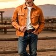 thumbnail image 6 of TKKCS Mens Trucker Jacket Button Down Regular Fit Casual Long Sleeve Outerwear Jackets with Multi Pockets Orange XL, 6 of 6