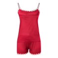 thumbnail image 6 of Sngxgn Womens Button up Pajamas Set Short Sleeve Sleepwear Soft Pj Lounge Sets(Red,XL), 6 of 8