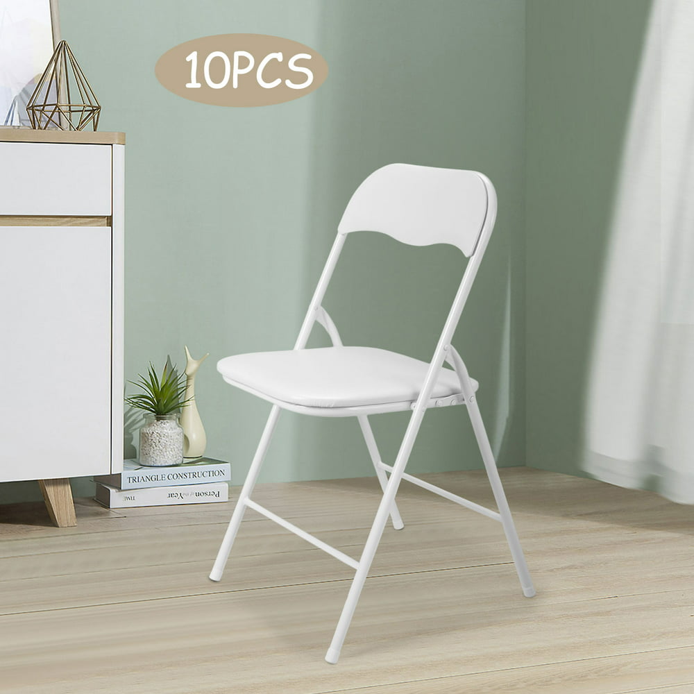 Jaxpety 10-Pack Commercial Plastic Folding Chairs White Stackable