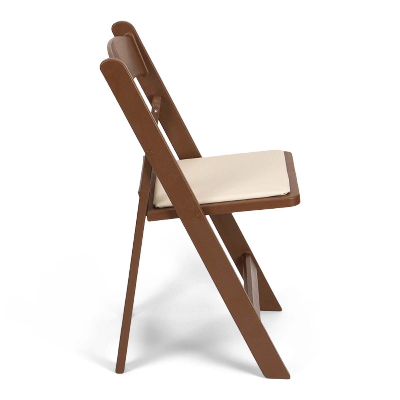 TitanPRO Brown Resin Folding Chair with Ivory Pad - 4 Pack