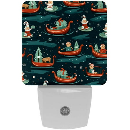 

Christmas sled LED Square Night Lights- Modern and Energy Efficient Bedside Lamps for a Soothing Atmosphere - Set of 2