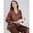 thumbnail image 2 of Moomaya Women's Satin Nightwear Set - Luxurious Poly Satin Pajama & Button-Down Shirt Sleepwear, 2 of 8