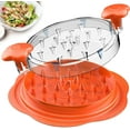 thumbnail image 1 of SURETIVIAN Chicken Shredder Large Chicken Breast Shredder Tool Twist with Brush&Fork, Visible Meat Shredder Machine, Anti-Slip Strip, Ergonomic Handle, BPA Free, Suitable for Pork Beef Chicken(Orange), 1 of 8