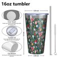 thumbnail image 4 of 16oz Tumblers Dark Green Christmas Ornament Pattern Stainless Steel Vacuum Insulated Double Wall Travel Tumbler Cups Mug with Lid and Straw,Cleaning Brush for Coffee,Tea, 4 of 4