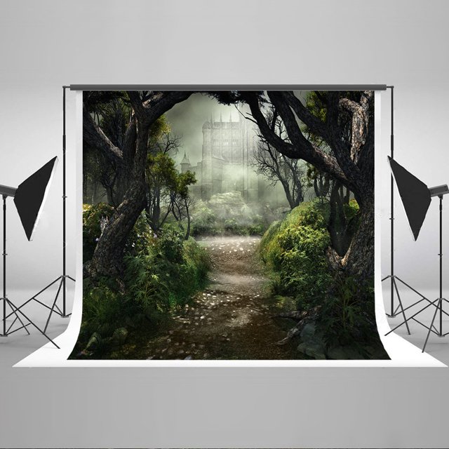 Fondo de fotografía para niños 150x220 cm Bosque verde con carretera ABPHQTO
