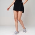 thumbnail image 2 of Women's High Waist Active Skirt with Overlapping Front Panel and Subtle Side Eyelet Detail - Medium, Black, 2 of 6