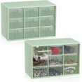 thumbnail image 1 of 2 Pcs Small Drawer Organizer 9 Drawer Teacher Toolbox Mini Drawer Organizer with Clear Drawers Desktop Storage Box Jewelry Storage Case Makeup Drawers, 1 of 5