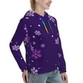 thumbnail image 2 of Yiaed Crystal Purple Snowflake Print Womens Casual Hoodies Crew Neck Long Sleeve Sweatshirts With Pocket Pullover Tops Women's Hooded Sweatshirt-Large, 2 of 5
