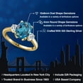 thumbnail image 2 of Gem Stone King 3.66 Ct Oval London Blue Topaz White Topaz 18K Yellow Gold Plated Silver Ring, 2 of 6