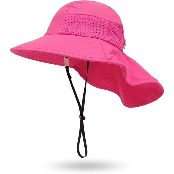 Minzimin Toddler Kids Girls Boys Sun Hat Summer UPF 50 Protection Caps Wide Brim Neck Flap Beach Play Hats Age 1-7 Years