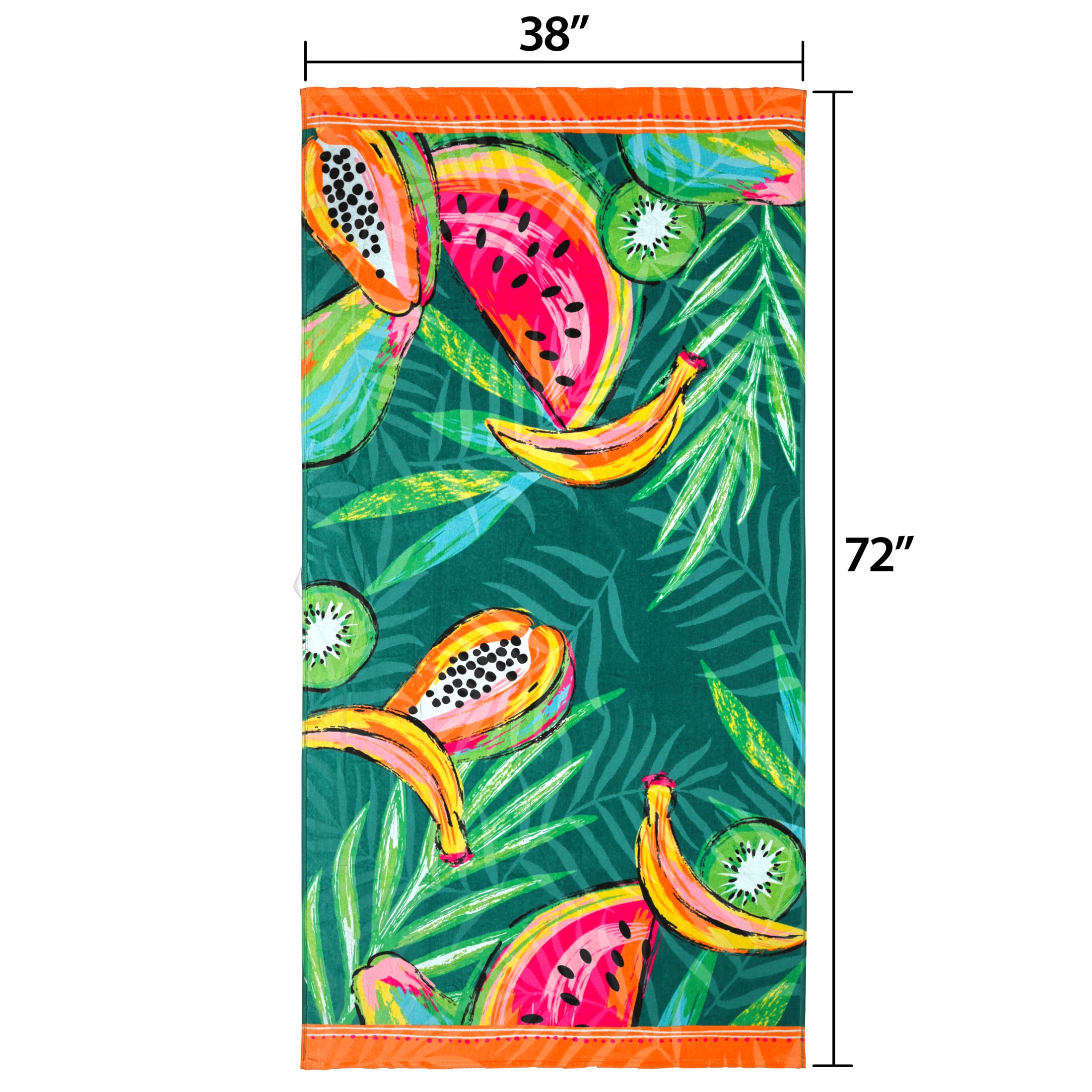 Better Homes & Gardens Cotton Blend Blend Beach Towel, 72 x 38 in, Fruit Reverse Print
