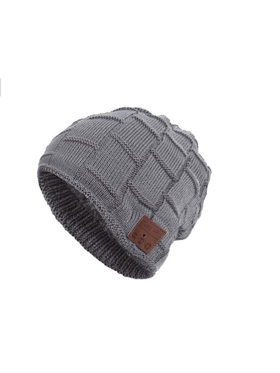 Upgraded Unisex Knit Bluetooth Beanie Hat/Headband Headphones V4.2 Unique Christmas Tech Gifts Stocking Stuffer w/Built-in Stereo Speakers (Hat w/Fur, Dark Gray)