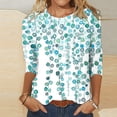 thumbnail image 1 of CHUANK Blouses pour Femmes Grande Taille Mode pour Femmes T-shirt Imprimé Ample Mi-Long Manches 3/4 Col Rond Hauts Décontractés, 1 of 5
