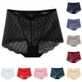 thumbnail image 2 of PADFRYBK High Waisted Briefs For Women Solid Color Mesh Breathable Underpants And Lace Hollow Panties, 2 of 3