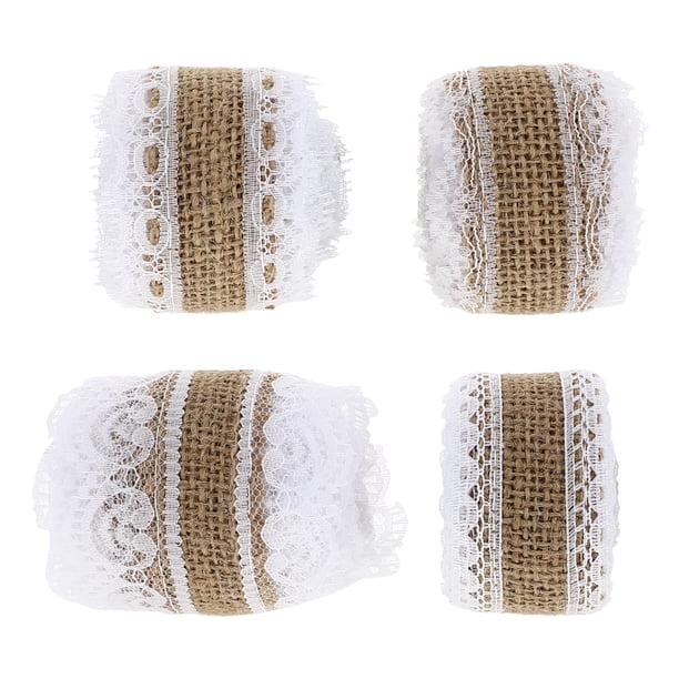 KAKOWELY 4 rollos de encaje navideño para decoración de bodas, adornos de encaje, tela de encaje para manualidades, decoración DIY