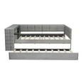 thumbnail image 6 of Harper & Bright Designs Full Size Platform Bed with Storage Shelves and Desk, Upholstered Sofa Daybed with Trundle and Charging Station, Gray, 6 of 14