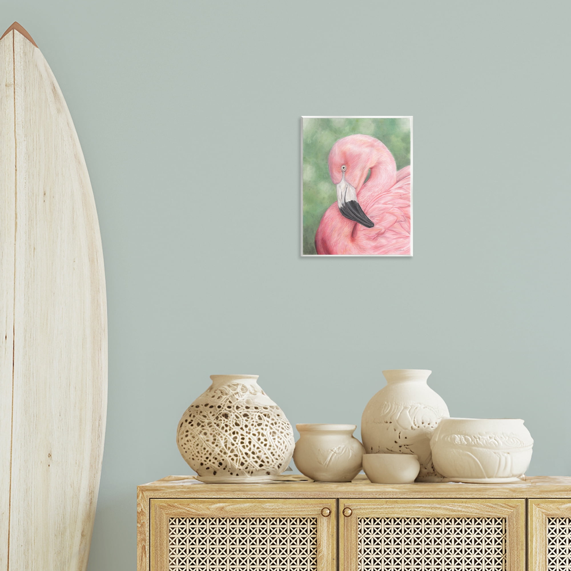 Stupell Industries Blushing Flamingo Visage Animals & Insects Painting Unframed Art Print Wall Art, 11 x 14