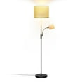 thumbnail image 2 of Mother-Daughter Floor Lamp, 67.32In TeqHome Linen Shade Floor Lamp with 360° Adjustable Reading Light, 3200K Brightness E26 bulbs, Foot Switch, Modern Decoration Indoor Lamp Grey, 2 of 11