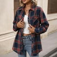 thumbnail image 6 of Lmueinov Flannel Shirts for Women Casual Loose Long Sleeve Womens Plaid Button Down Shirt Shacket Jacket Womens Fall Fashion Top, 6 of 9