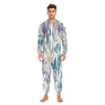 thumbnail image 2 of 1 Piece Adult Onesie Pajamas Cozy & Loose-Fit Sleepsuit Loungewear with Pockets Watercolor Orchids and Lilies Medium, 2 of 7
