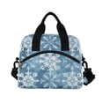 thumbnail image 2 of Lunch Bag Portable Crossbody Meal Bag Cooler Bag Insulated Lunch Bag Food Bag Handheld & Crossbody Design Winter Blue Snowflakes, 2 of 6