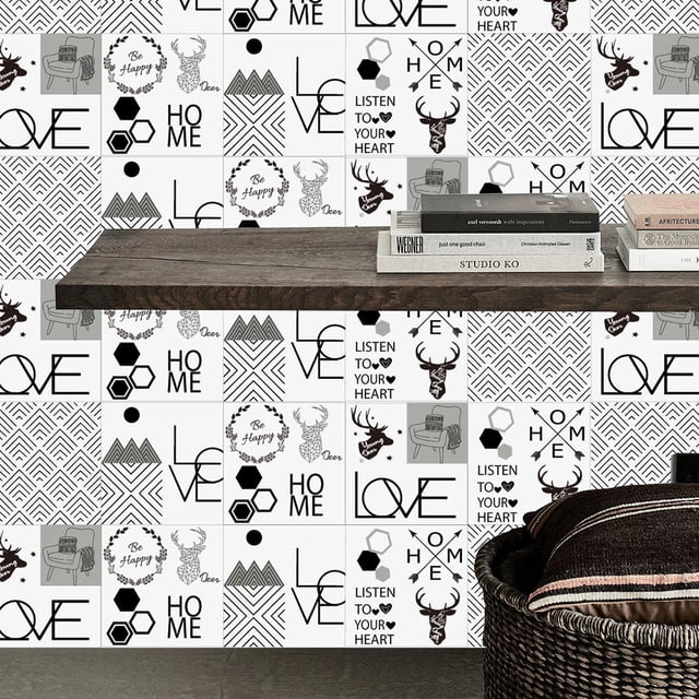 Práctico 10 Unids Adhesivo De Baldosas De Pared Para Cocina Dormitorio Sala De Decoración H Soledad Etiqueta autoadhesiva de la pared