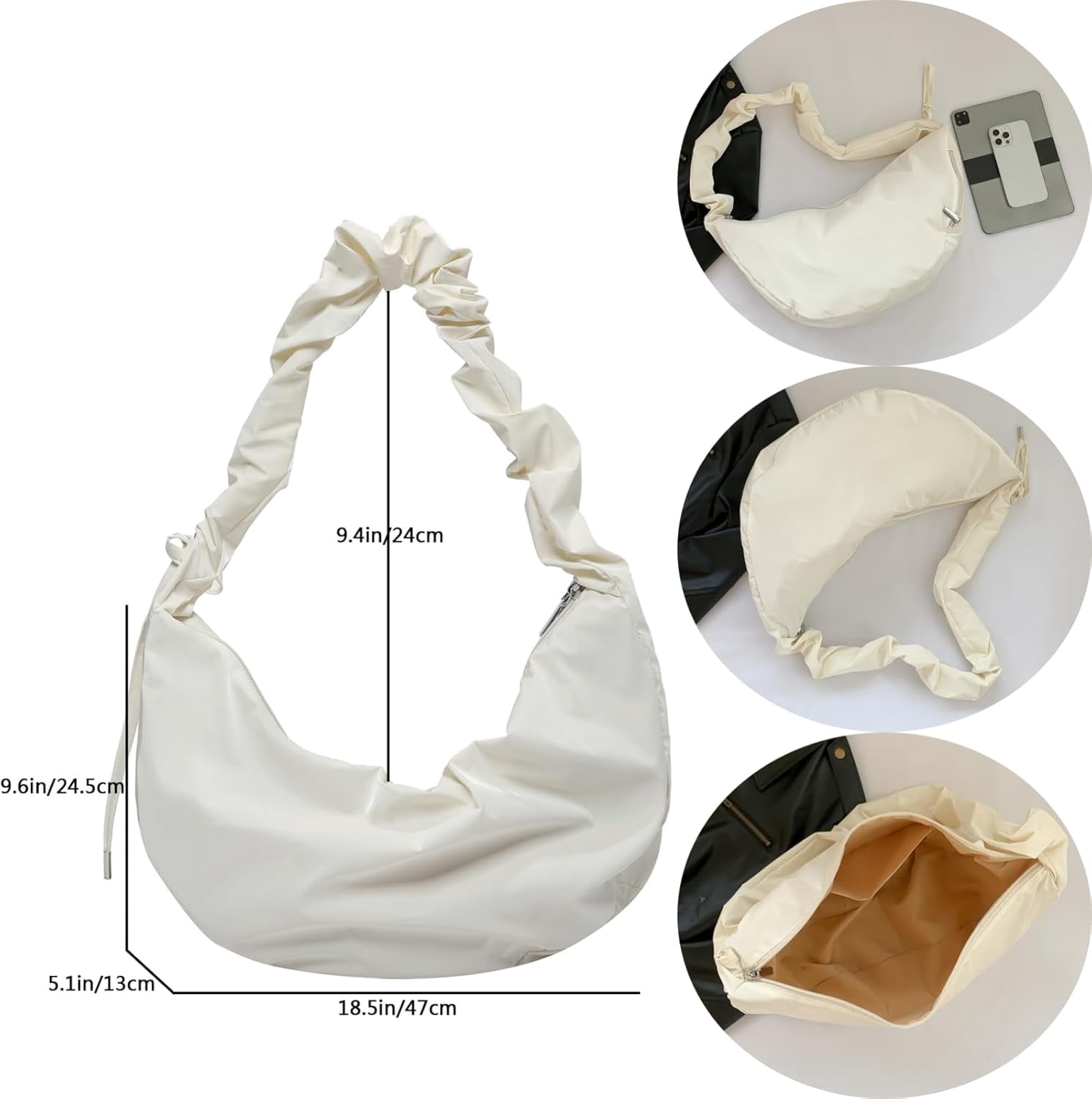 CoCoMangos Large Nylon Hobo Crossbody Bag for Women Sling Crescent Bag Trendy Shoulder Bag Casual Handbag Travel Purse