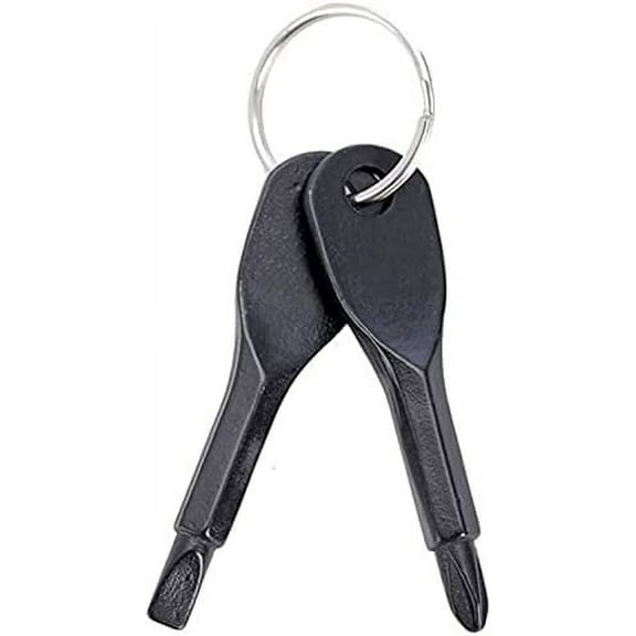 Mini Screwdriver Multifunction Stainless Steel Key Shape Screwdriver Slotted Screwdrivers Keychain Repair Tool Black 1 Set for Outdoor Sport