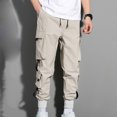 thumbnail image 2 of Men's Relaxed Fit Cargo Pants Cargo Pant With Stretch Solid Khaki M, 2 of 5