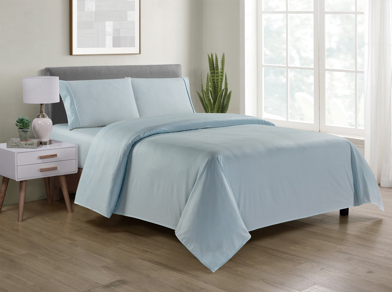 Bamboo 4 Piece Luxury Chevron Embossed Sheet Set