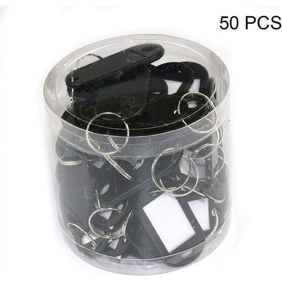 Plastic Key Tags, Key ID Ring Covers with Blank Labels, 50 Pcs, 11 Assorted Colors Optional