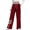 thumbnail image 4 of Pantalones de yoga estampados con cordón de pierna ancha y cintura elástica alta informal para mujer Pompotops ulkah938670, 4 of 5