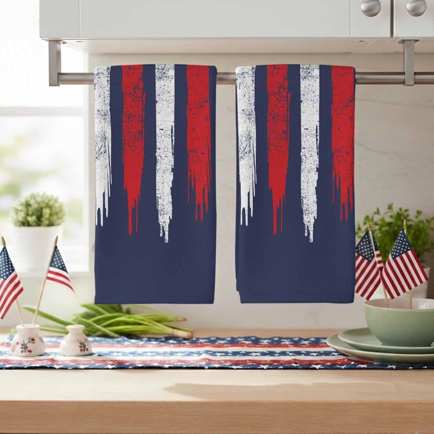 250 Years America Kitchen Towel th Anniversary Red White Blue Quick Dry Absorbent Dish Towels Soft Microfiber Cloth Dishcloth for Kitchen Cooking Baking 18 x 26 Inch, 2 Pack