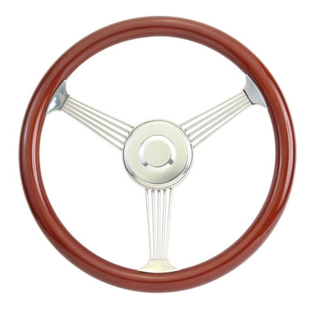Banjo Wheel - Mahogany Banjo Steering Wheel with Stainless Steel Spokes,15