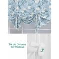thumbnail image 3 of Blue Flowers Tie Up Curtains for Windows 63 Inch Length Balloon Curtains Kitchen Adjustable Balloon Window Shade Farmhouse Botanical White Floral Leaves Tie Up Valance Bathroom Curtain Window 52"x63", 3 of 6