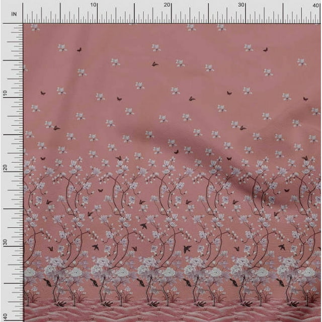 Soimoi Satin Silk Fabric Insect,Bird & Floral Panel Print Fabric by Yard 42 Inch Wide