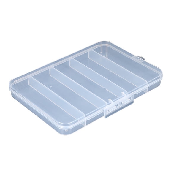 Scheam Clear Plastic Fishing Tackle Box,5 Grids Jewelry Organizers,Beads Dividers Container Case,Bait Hooks Accessory Storage Box,for Fishing Sewing Craft Projects