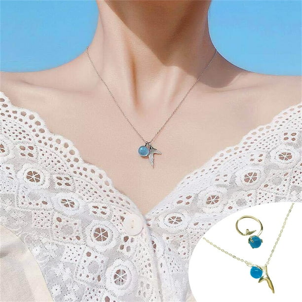 Collar para mujer, joyería para mujer, joyería de sirena, joyería elegante para mujer, collar de sirena, joyería de regalo, collar de metal