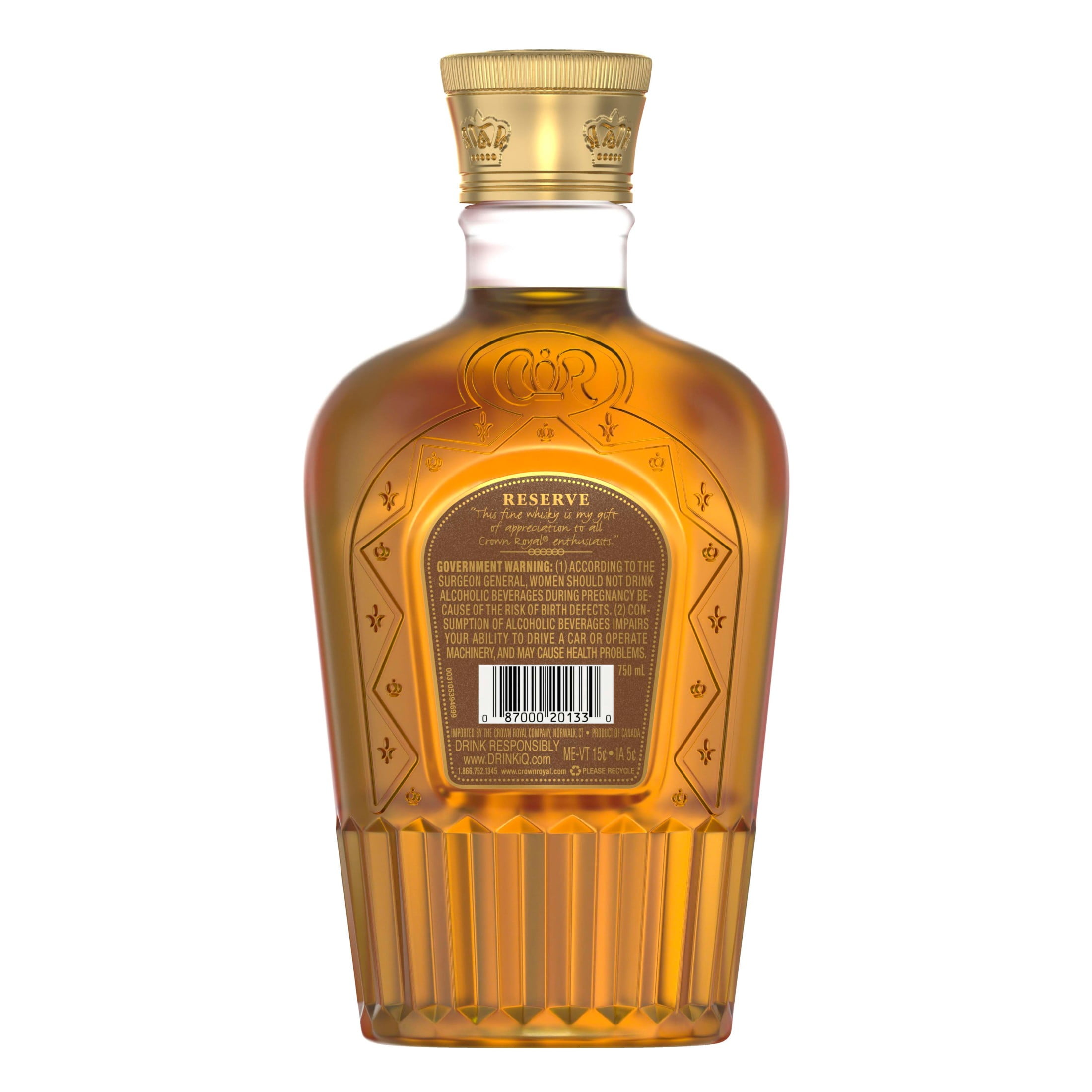 Crown Royal Reserve Blended Canadian Whisky, 750 mL, 40% ABV