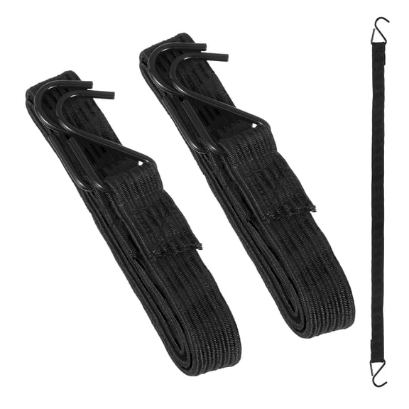 Uxcell 39" Adjustable Bungee Cords with Hook, 2Pcs Heavy Duty Outdoor Elastic Bungee Straps for Securing Luggage Moving Cargo, Black