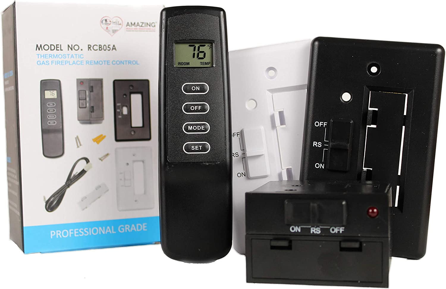 Amazing Deals and Donations Gas Fireplace Remote Control On/Off with Thermostat  Remote and Receiver Kit for Millivolt Gas Valves Only - Walmart.com