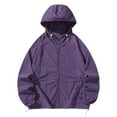 thumbnail image 4 of Arlun Solid Color Lightweight Jackets for Women Casual Outdoor Thin Breathable Loose Hooded for Couples Sun Protection Coats Full Zipper Long Sleeve Fall Outwear Purple XXL, 4 of 4
