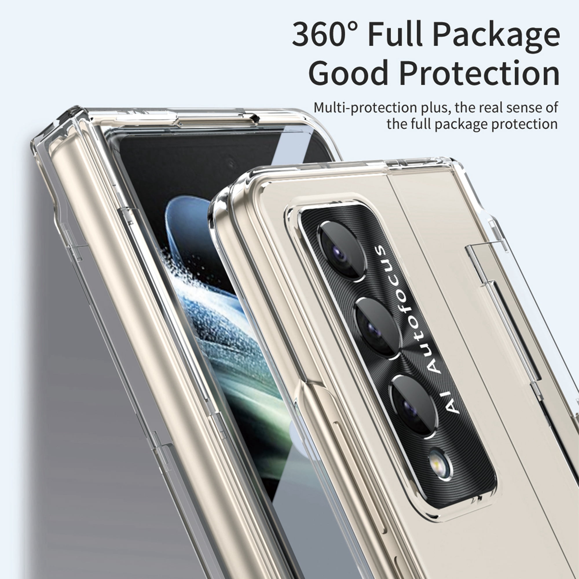 Dteck for Galaxy Fold 4 Case Hinge Protection Wireless Charging Hard Back with Non-Slip Shockproof Lightweight Slim Cover for Samsung Z Fold 4 5G 2022, Clear