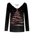 thumbnail image 5 of qelini Christmas Shirts for Women Long Sleeve Furry V Neck Pullover Xmas Tree Print Tops Funny Holiday Clothes, 5 of 5